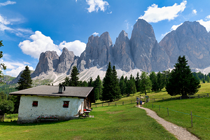 Panorama of Dolomites in Val di Funes South Tyrol Italy