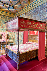 Historic bed at Chateau de Chenonceau in France