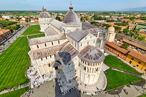 View of Piazza dei Miracoli in Pisa with the Leaning Tower by Marco Brivio