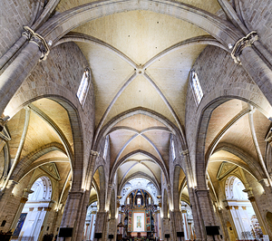 Valencia Cathedral interior with arches and light by Marco Brivio