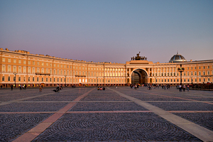 People enjoy the evening in Saint Petersburgs Palace Square by Marco Brivio