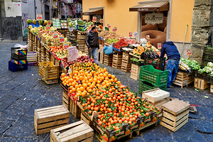 Greengrocer selling fruits and vegetables in Naples Campania Ita by Marco Brivio