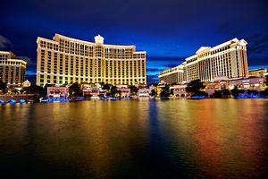 Fountains show at Bellagio and Caesars Palace in Las Vegas by Marco Brivio