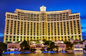 Bellagio Hotel and Casino shines at night in Las Vegas by Marco Brivio