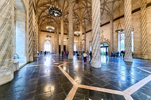 Visitors explore the interior of Lonja de la Seda in Valencia Sp by Marco Brivio