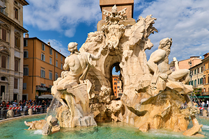 Fontana dei Quattro Fiumi fountain in Piazza Navona Rome Italy by Marco Brivio