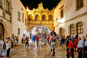 Apulia Puglia Italy. Ostuni. Festival of Saint Orontius. The cavalcata a procession of horses in the streets of the town by Marco Brivio
