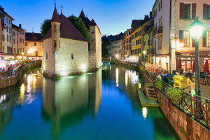 Annecy Haute Savoie France. The Palais de lIsle and Thiou river at sunset by Marco Brivio