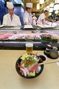 Japan. Tokyo. Sushi bar in Shibuya district by Marco Brivio