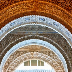 Granada arches of Alhambra in Andalusia Spain