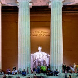 Visitors gather at Lincoln Memorial in Washington D.C