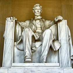 Marble statue of Abraham Lincoln in Lincoln Memorial