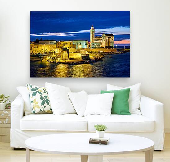 Apulia Puglia Italy. Trani. Basilica Cattedrale Beata Maria Vergine Assunta dedicated to Saint Nicholas at dusk by Marco Brivio