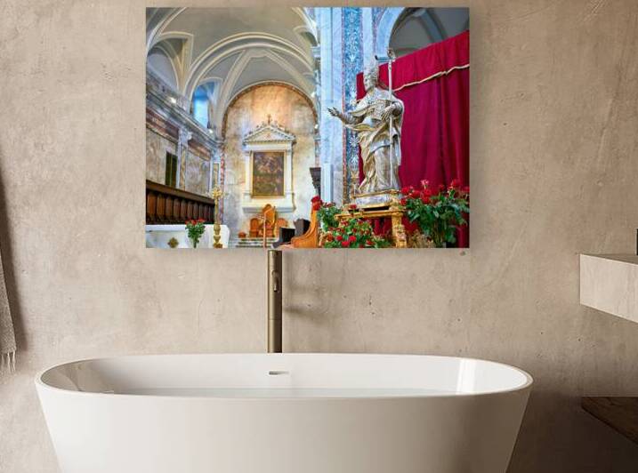 Apulia Puglia Italy. Ostuni. Cattedrale di Santa Maria Assunta. Cathedral. St. Orontius statue by Marco Brivio