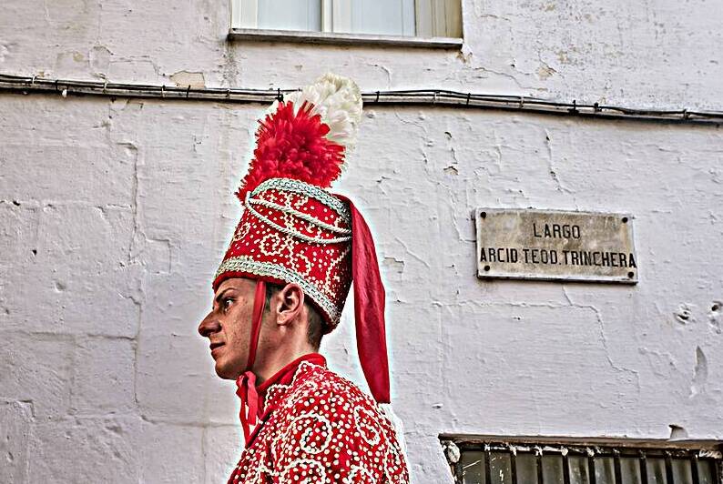 Apulia Puglia Italy. Ostuni. Festival of Saint Orontius. The cavalcata a procession of horses in the streets of the town by Marco Brivio
