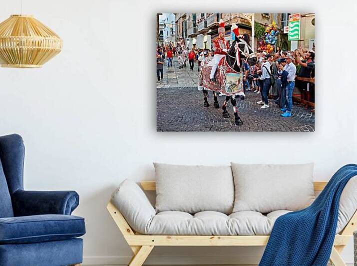 Apulia Puglia Italy. Ostuni. Festival of Saint Orontius. The cavalcata a procession of horses in the streets of the town by Marco Brivio