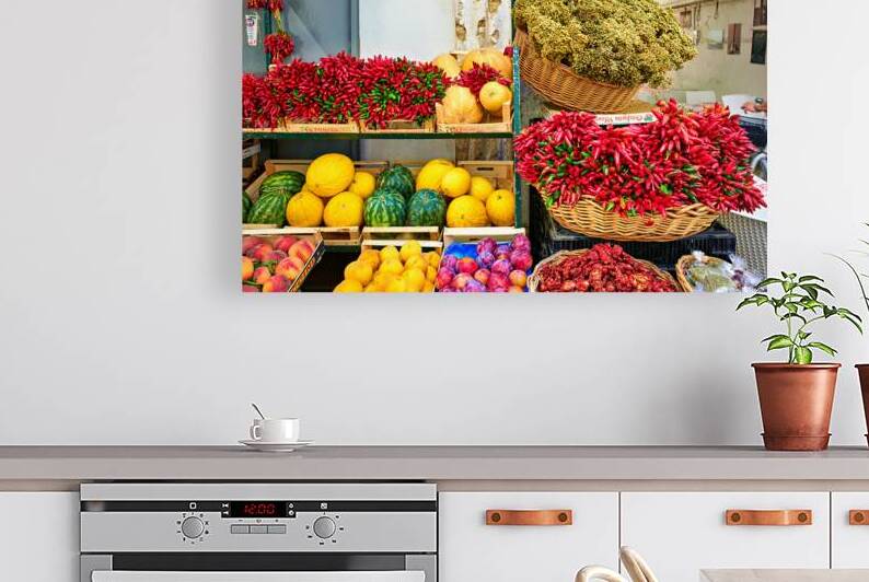 Salento. Apulia Puglia Italy. Gallipoli. Dried red chili and fruit by Marco Brivio