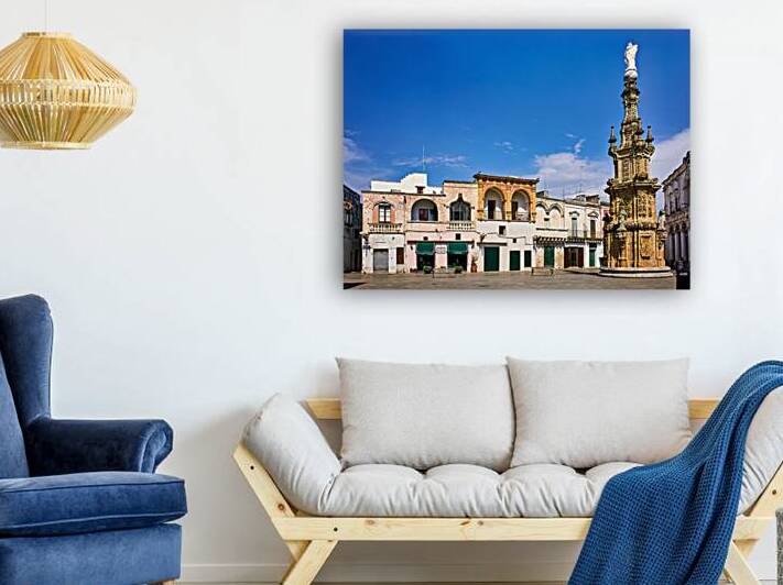 Salento. Apulia Puglia Italy. Nardò. Salandra square. 18th century column by Marco Brivio