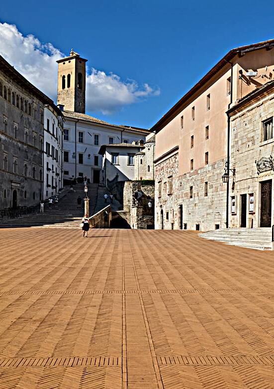Spoleto Umbria Italy. Piazza del Duomo the theatre and Chiesa di SantEufemia by Marco Brivio