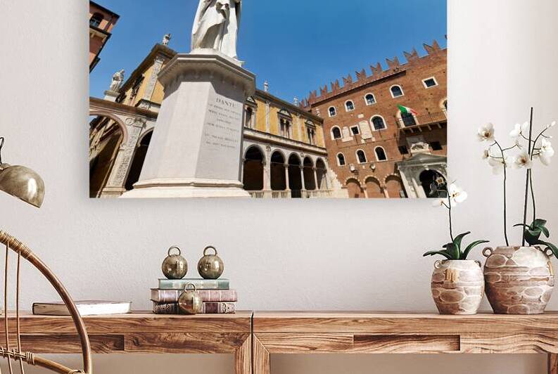 Verona Veneto Italy. Piazza dei Signori with the monument to Dante by Marco Brivio