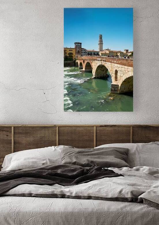 Verona Veneto Italy. Cityscape. The river Adige and Ponte Pietra Stone Bridge by Marco Brivio