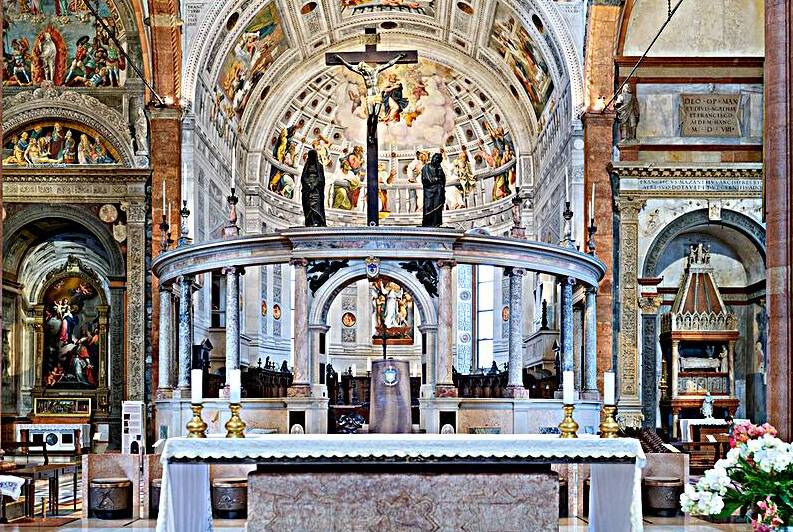 Verona Veneto Italy. Verona Cathedral Duomo di Verona. The altar by Marco Brivio