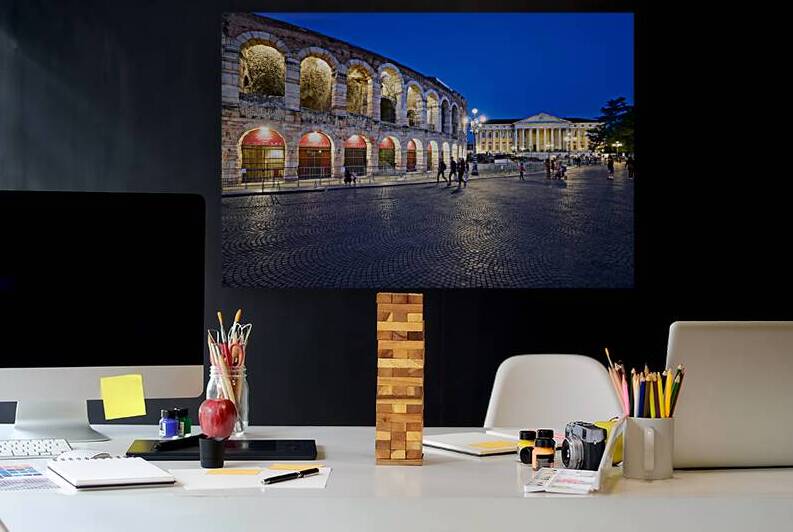 Verona Veneto Italy. The Verona Arena - Roman Amphitheatre and the Town Hall by Marco Brivio