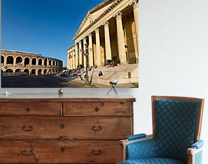 Verona Veneto Italy. The Verona Arena - Roman Amphitheatre and the Town Hall by Marco Brivio