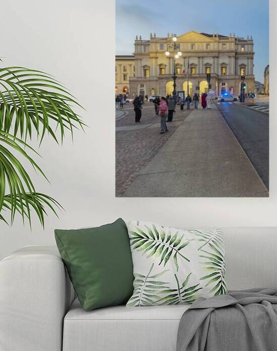 Milan. Italy. La Scala opera house in Milan at dusk with people  by Marco Brivio