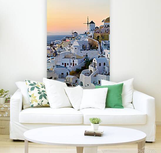 Oia Santorini: White buildings windmills and sunset over the  by Marco Brivio