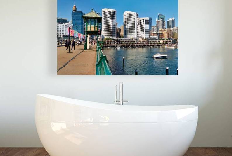 Sydney Harbour with boats and buildings on a sunny day. by Marco Brivio