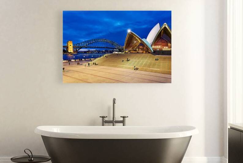 Sydney Opera House and Harbour Bridge at dusk. by Marco Brivio