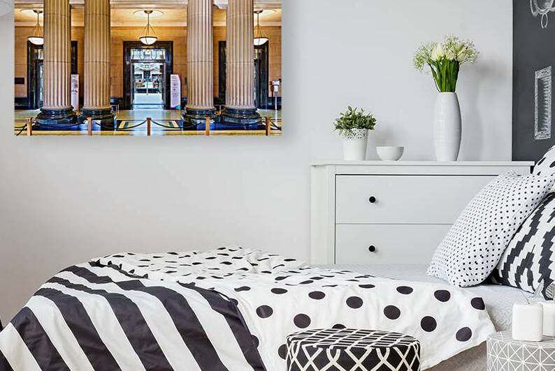 Grand entrance hall of The Mitchell Library with large columns. by Marco Brivio