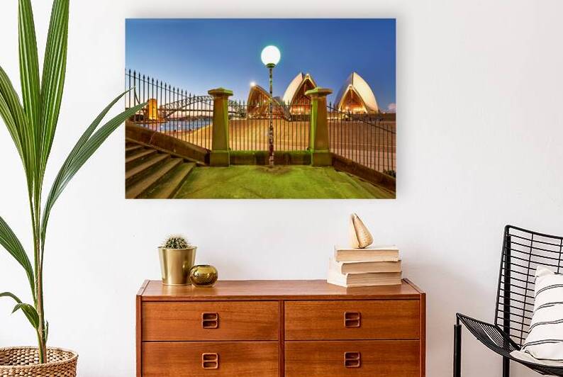 Sydney Opera House and Harbour Bridge at dusk. by Marco Brivio