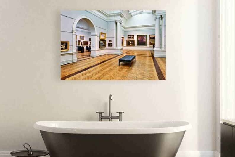 Art gallery interior with paintings and visitors in Sydney by Marco Brivio