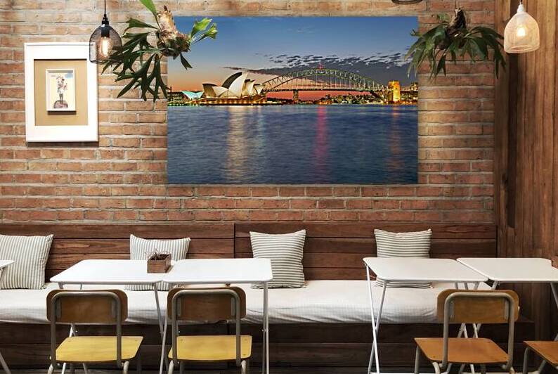 Sydney Opera House and Harbour Bridge at dusk. by Marco Brivio