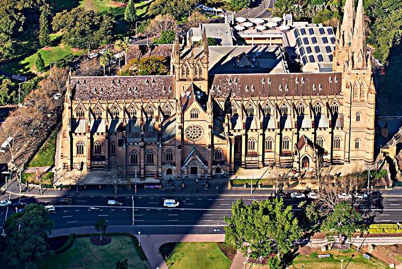 Aerial view of St Marys Cathedral Sydney Australia. by Marco Brivio