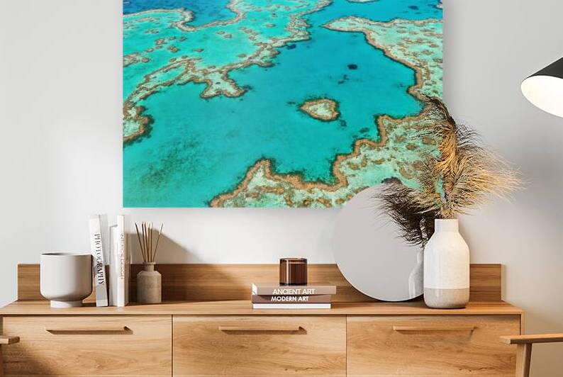 Aerial view of Heart Reef Great Barrier Reef Australia. by Marco Brivio