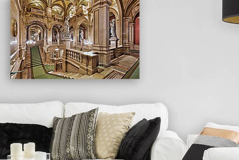 Opulent grand staircase in a historic opera house. by Marco Brivio