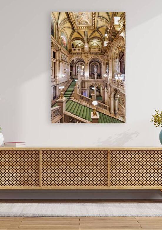 Luxurious ornate interior with grand staircase and classical st by Marco Brivio