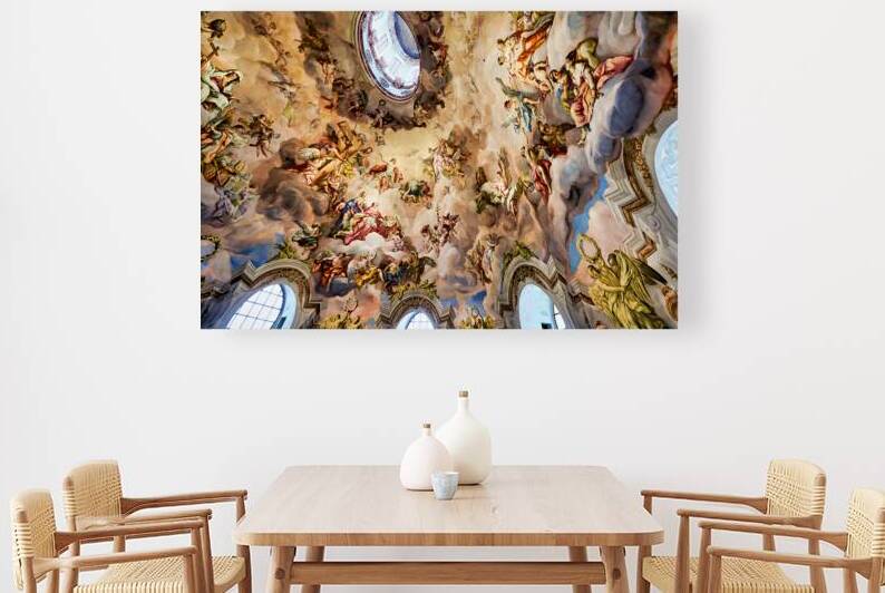 Stunning Baroque ceiling fresco of angels and religious figures. by Marco Brivio