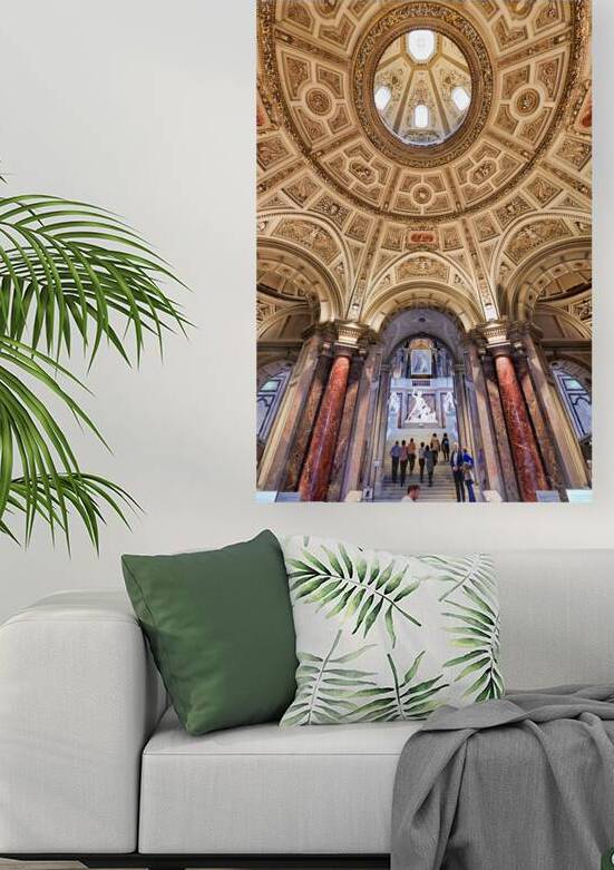 Grand museum interior with ornate dome staircase and classical by Marco Brivio