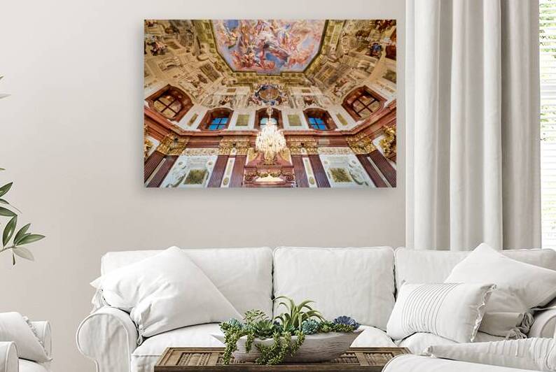 Ornate baroque interior with magnificent ceiling fresco and chan by Marco Brivio