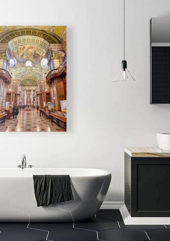 Grand historic library interior with ornate architecture and fre by Marco Brivio