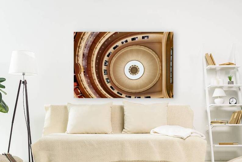 Ornate theater ceiling and balconies viewed from above. by Marco Brivio