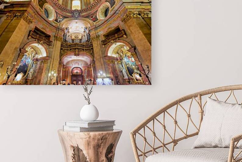 Stunning Baroque church interior with intricate frescoes and gra by Marco Brivio