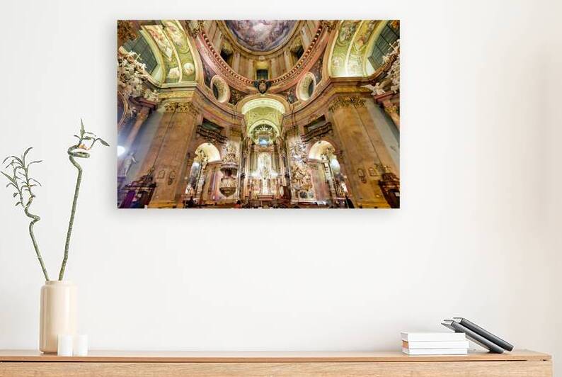 Grand Baroque church interior richly decorated with frescoes an by Marco Brivio