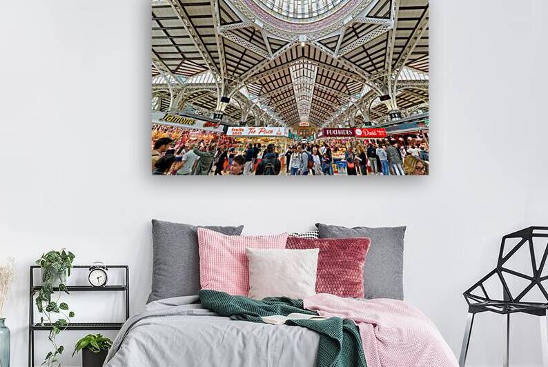 Visitors explore stalls in Central Market of Valencia Spain by Marco Brivio