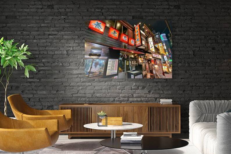 Night view of restaurants in Shinjuku district in Tokyo Japan by Marco Brivio