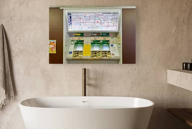 Metro ticket machine at a station in Tokyo Japan in busy settin by Marco Brivio